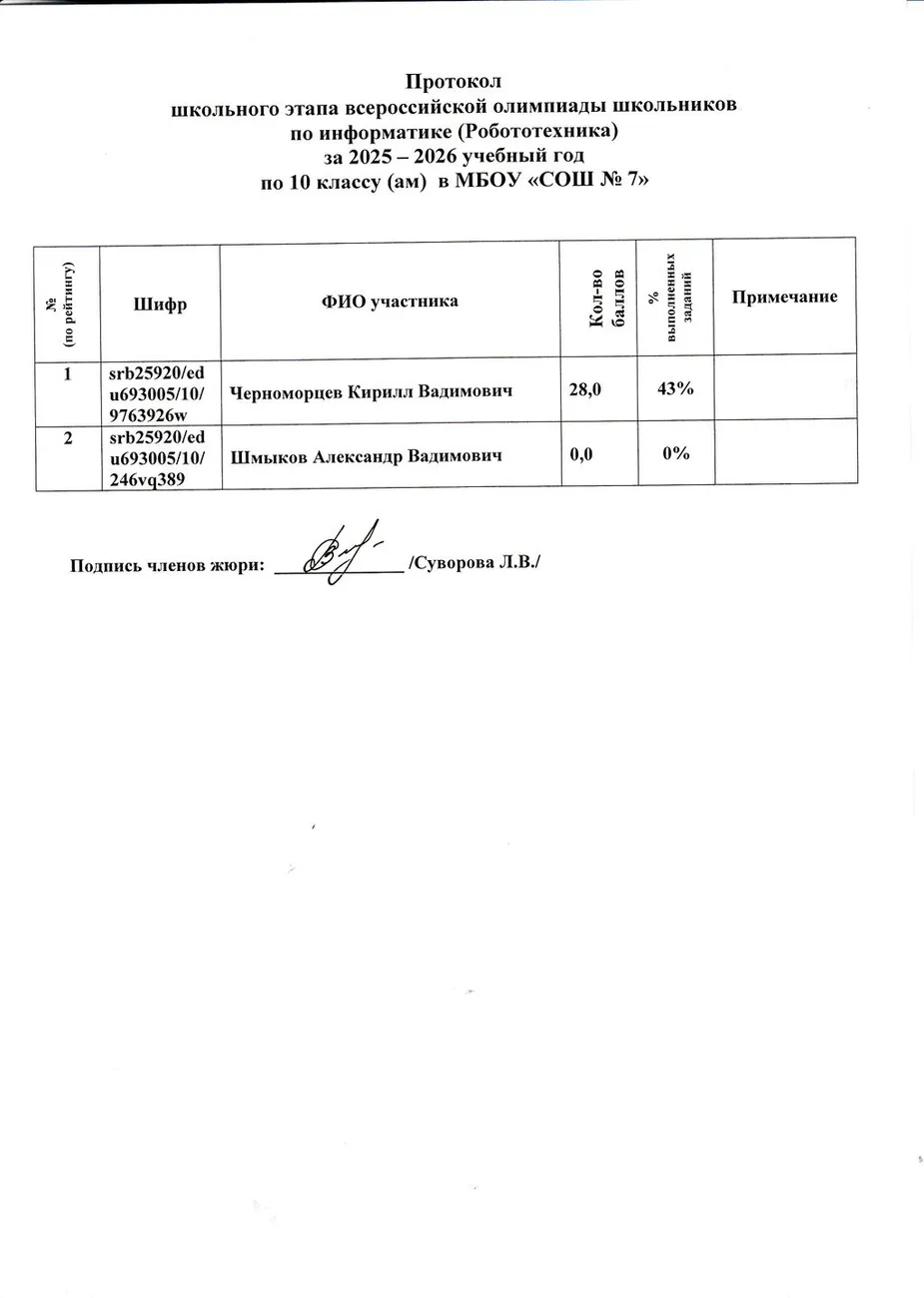 Олимпиада по информатике (Робототехника) класс - 10