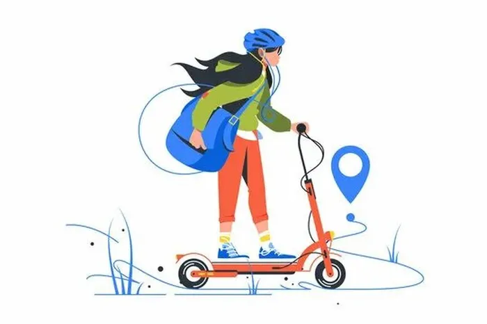 Изображение девушки на электросамокате