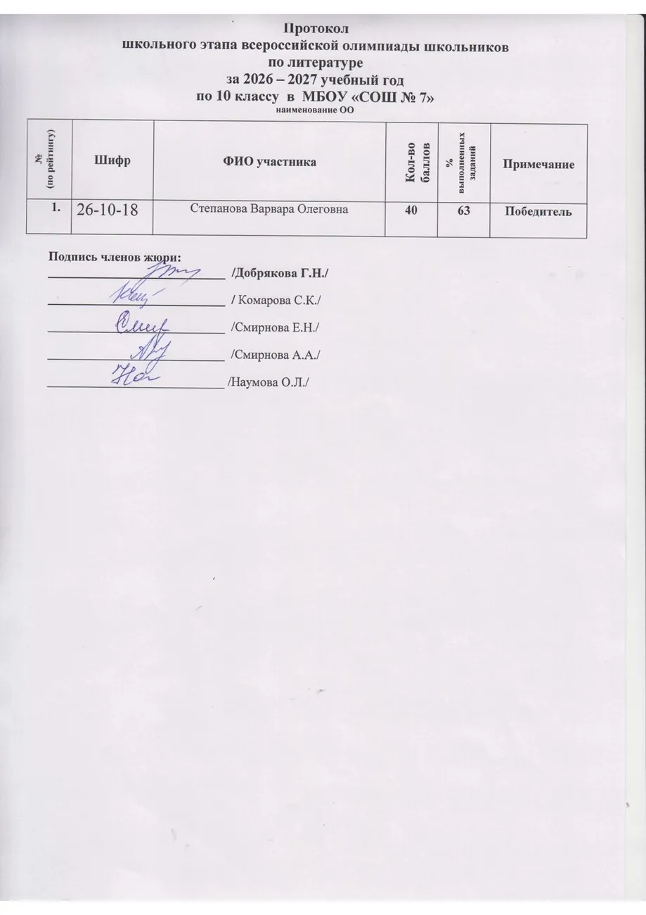Олимпиада по литературе класс - 10