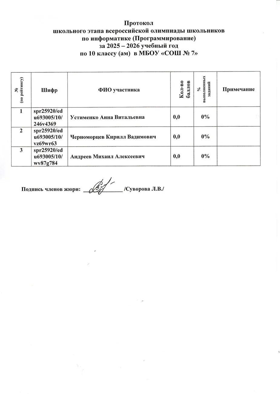 Олимпиада по информатике (Программирование) класс - 10