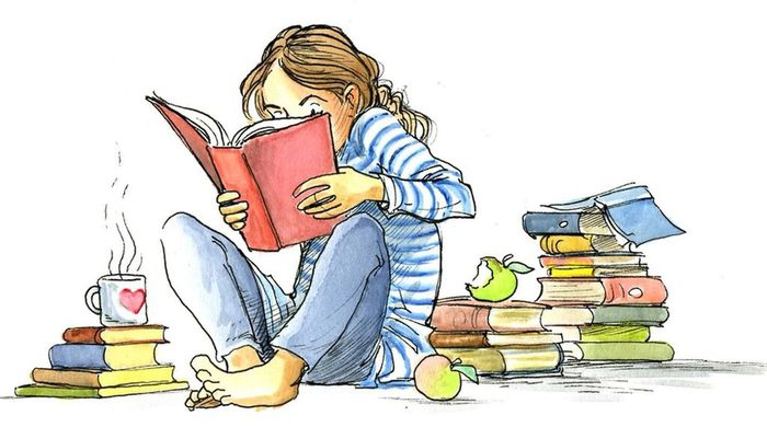 Рисунок - Девочка с книгами