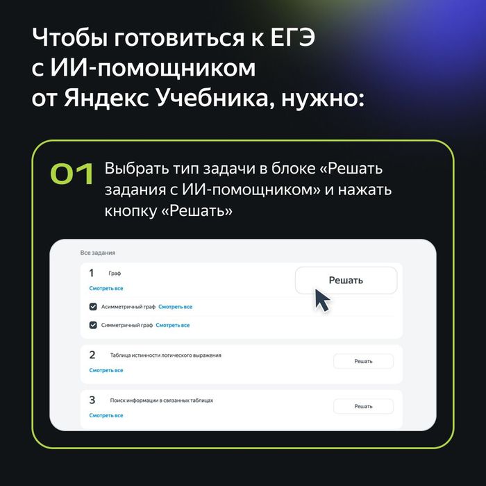 Инфокарточка 4 - пробный вариант ЕГЭ на платформе Яндекс Учебника